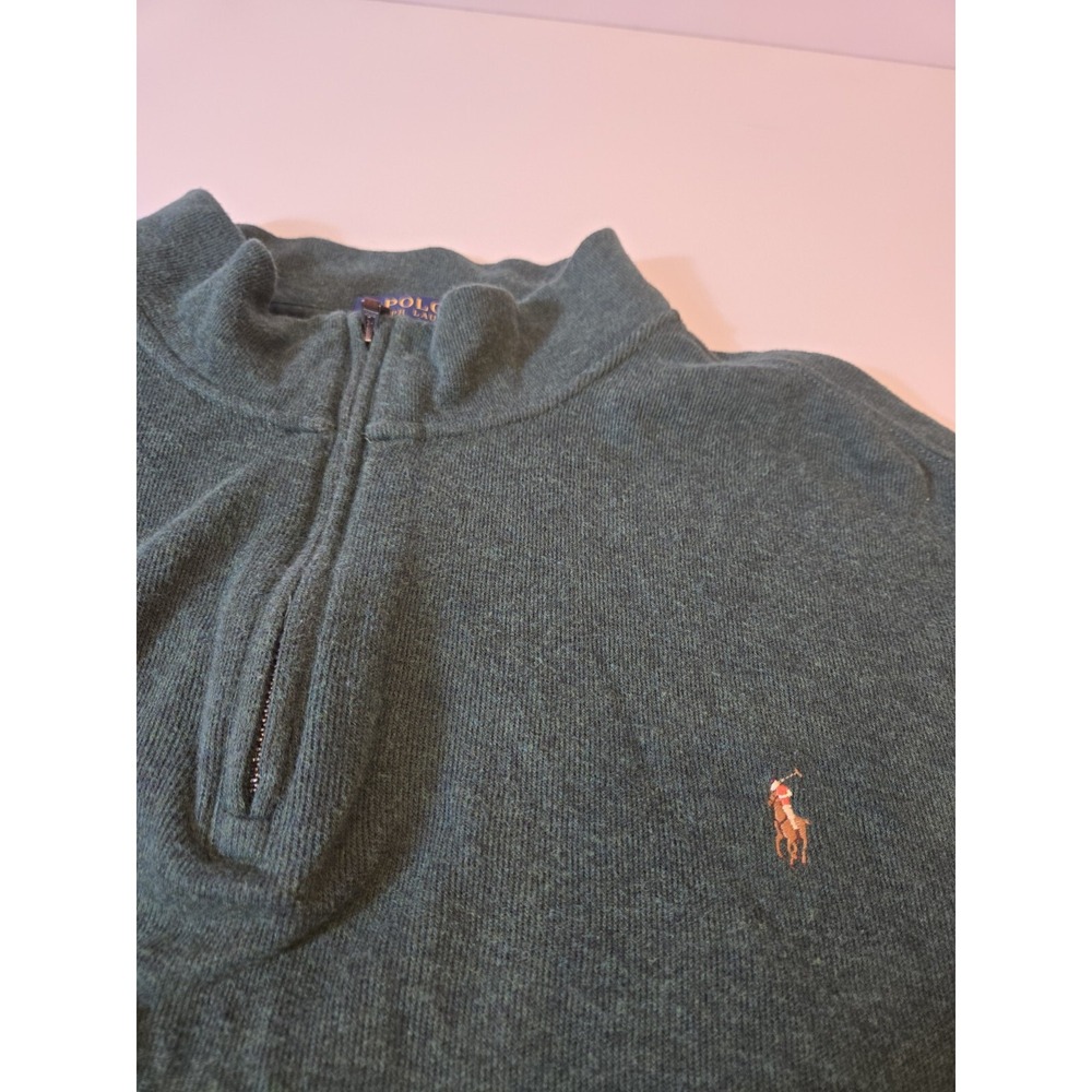 Polo Ralph Lauren Sweater Quarter Zip Estate Rib Gray Men's 3XB Flesh Pony - Picture 3 of 10